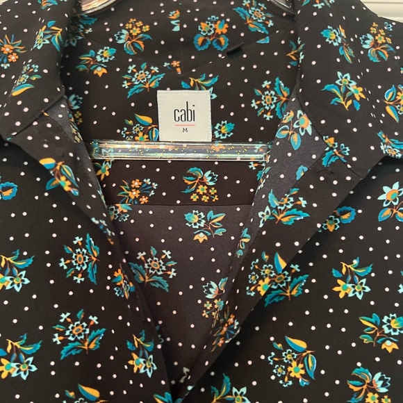 CAbi Sleeveless Floral Blouse - Black and Blue - Picture 3 of 4